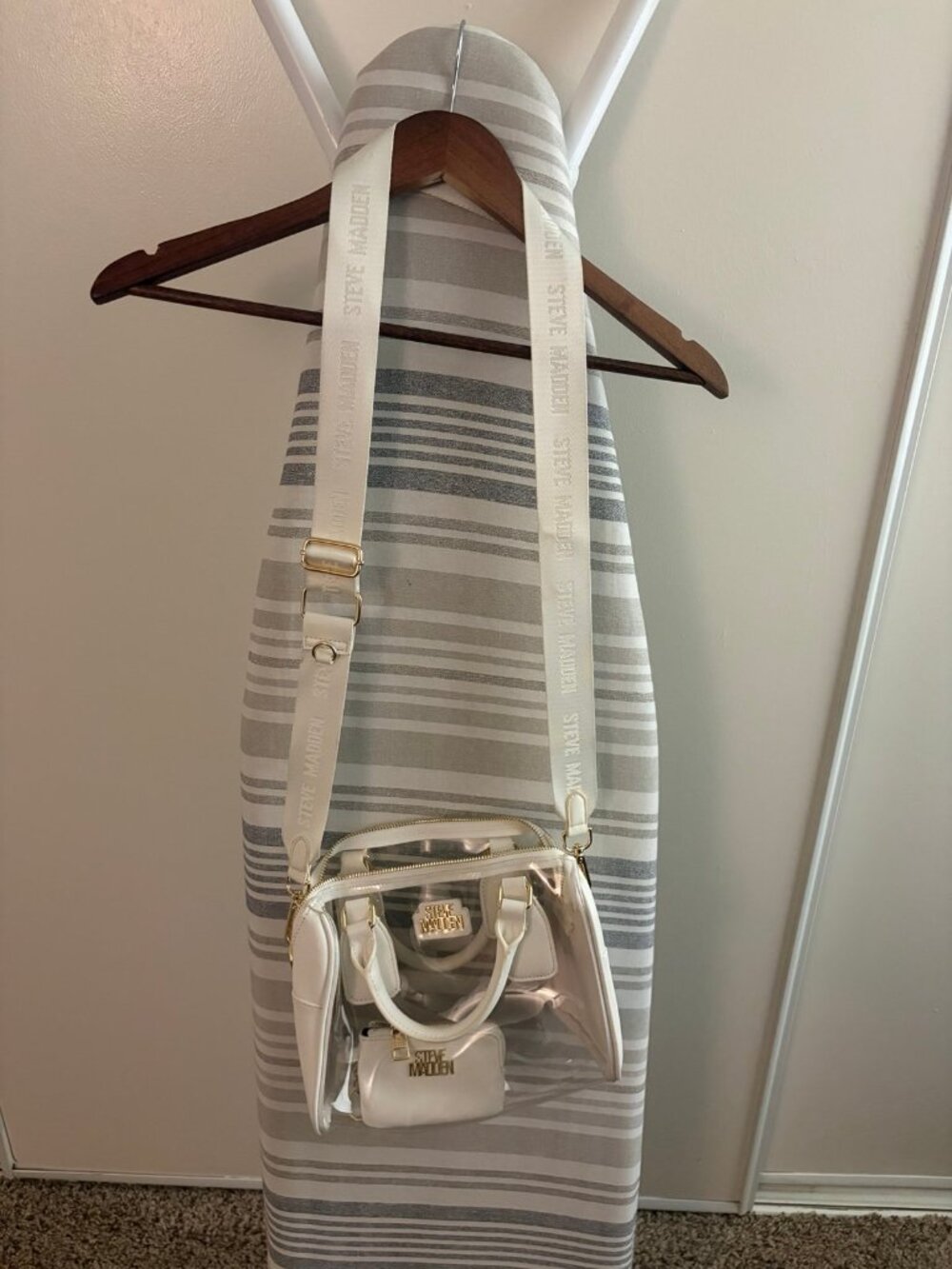 Steve Madden White Clear Mini Duffle Bag